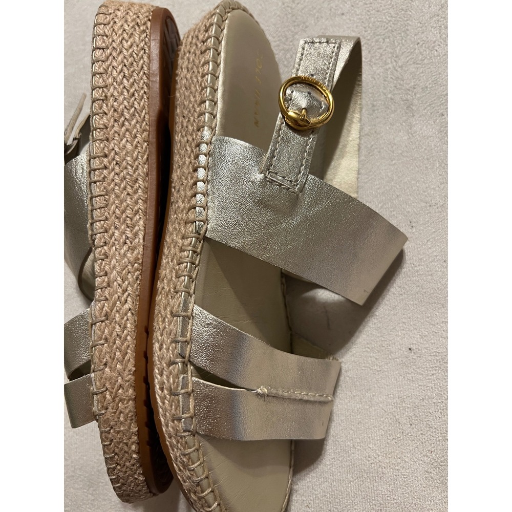 Cole Haan Pinch Maine Classic Gold Leather Espadrille Sandals W30291 Women 10 B - Picture 9 of 12